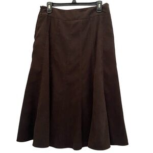 Roz & Ali Brown Sueded A-Line Midi Skirt Size 8